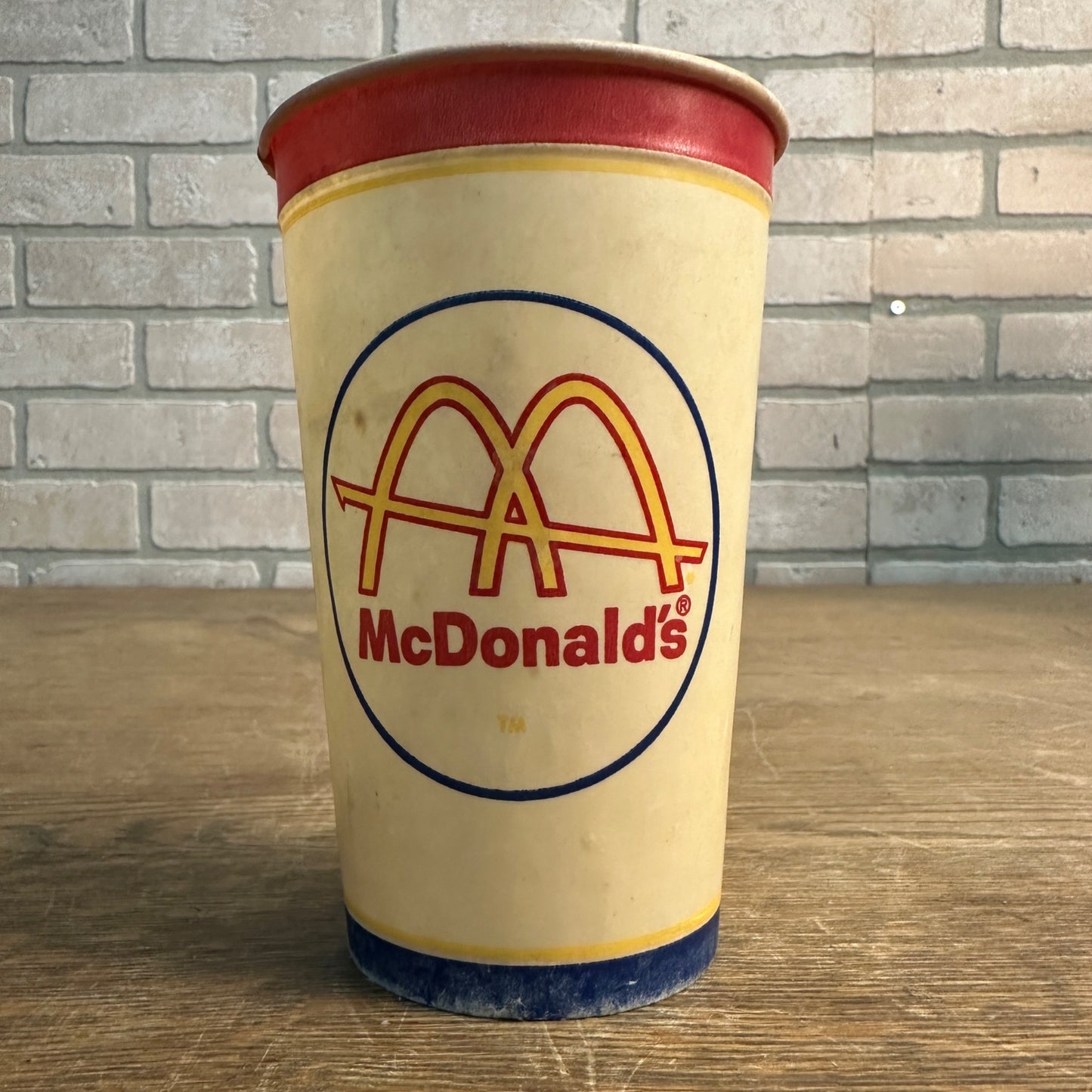 Scarce Red White Blue 1960s Mcdonalds Slash Arches Paper Wax Cup