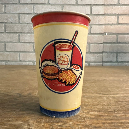 Scarce Red White Blue 1960s Mcdonalds Slash Arches Paper Wax Cup