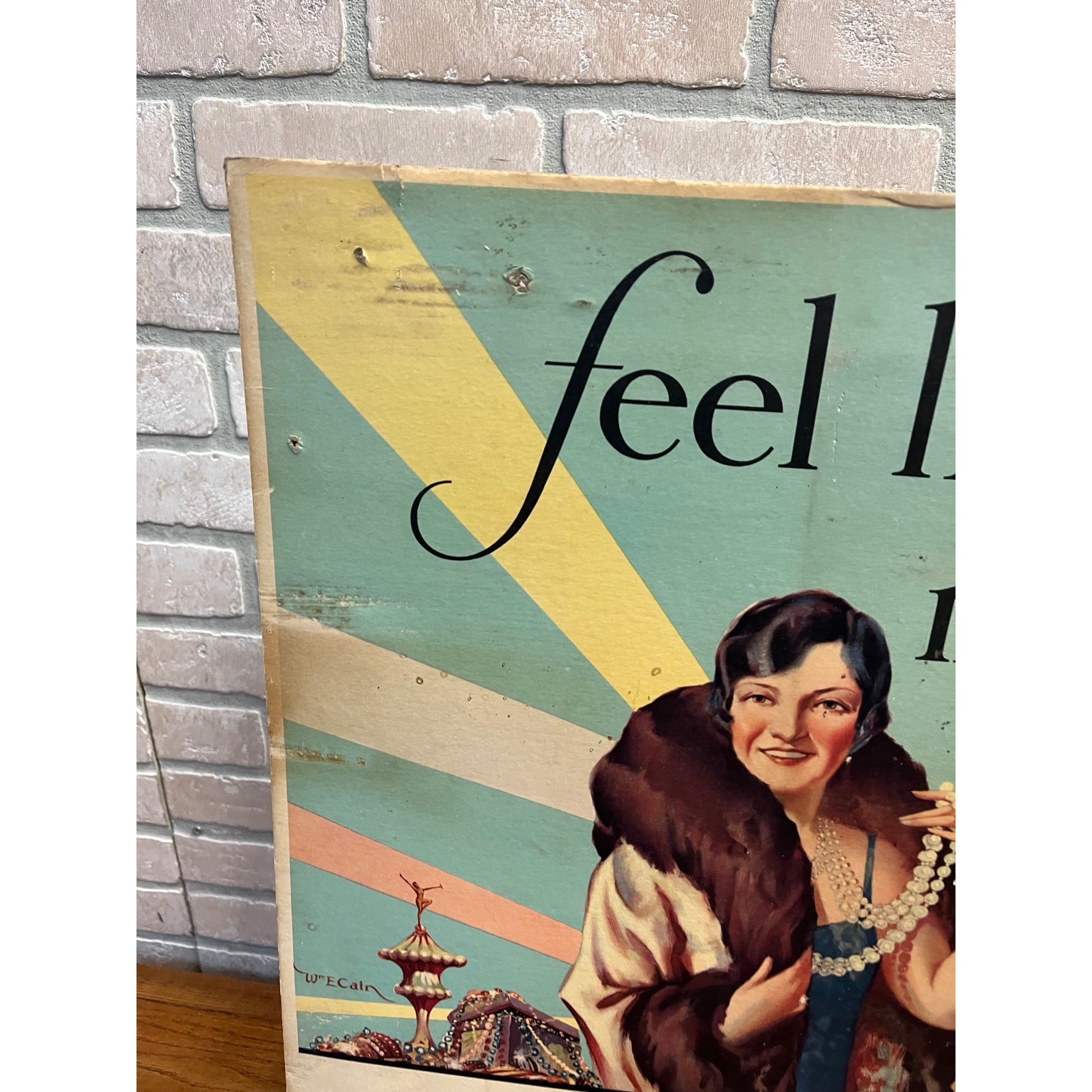 Vintage Art Deco Nature's Remedy Laxatives Advertising Sign Poster 1940s