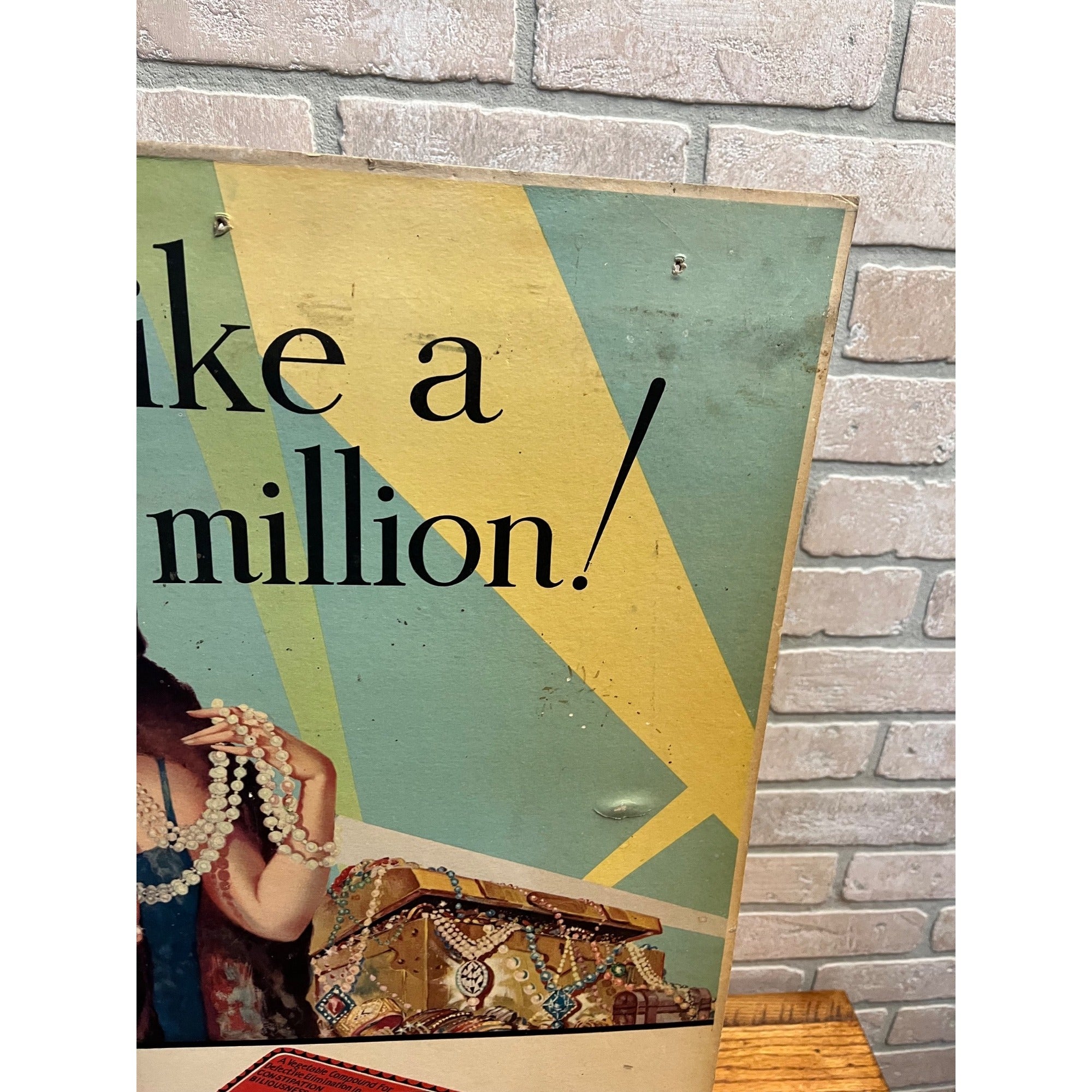 Vintage Art Deco Nature's Remedy Laxatives Advertising Sign Poster 1940s