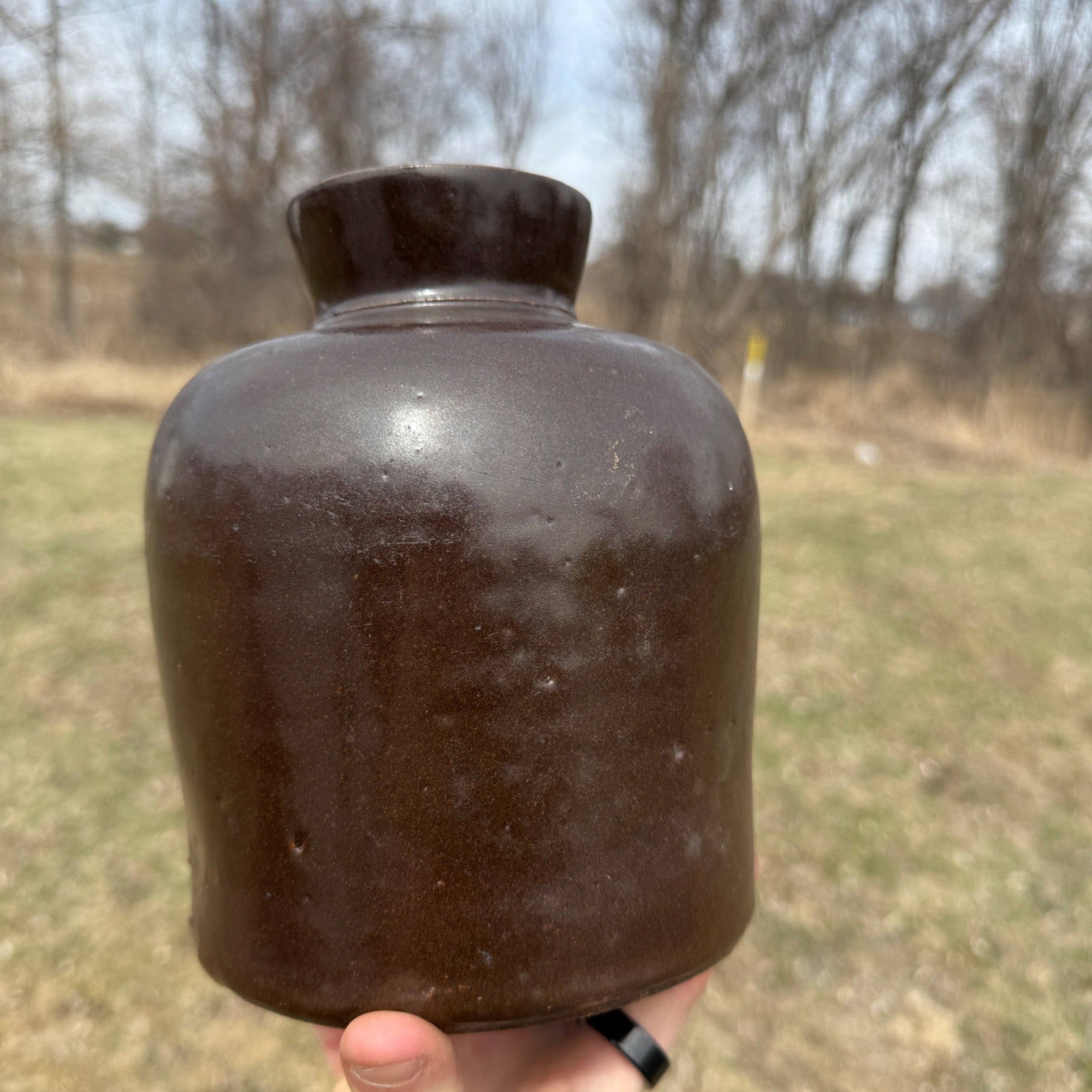 Antique Small Stoneware Primitive Brown Glazed Pitcher Jug