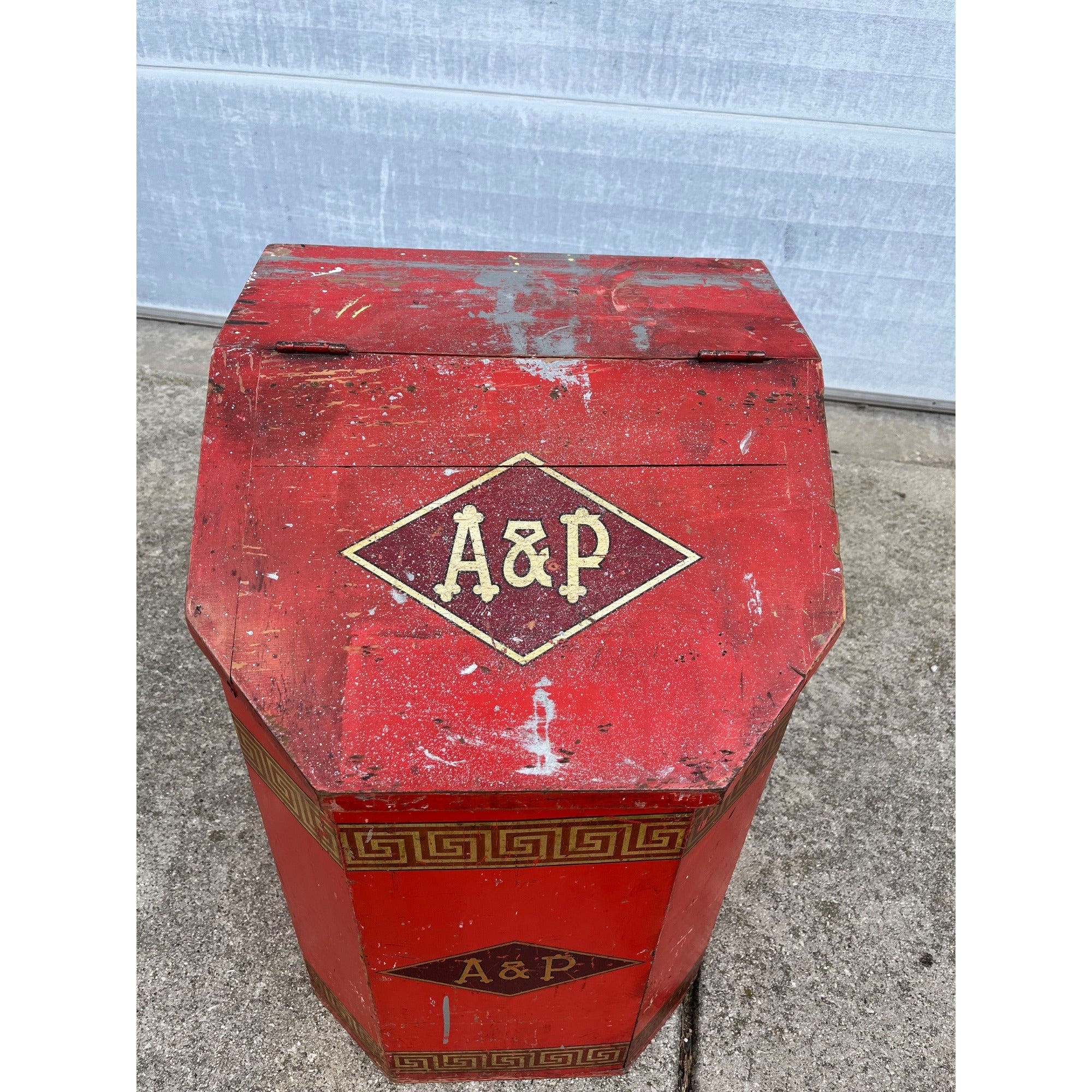 Vintage 1900s A&P Atlantic & Pacific Co. Wooden Coffee Bin General Store Country
