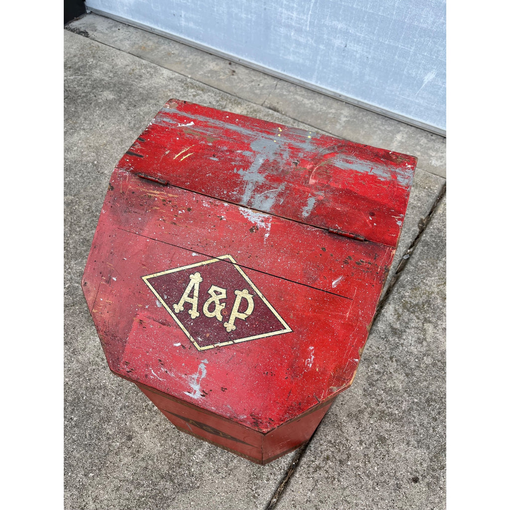 Vintage 1900s A&P Atlantic & Pacific Co. Wooden Coffee Bin General Store Country