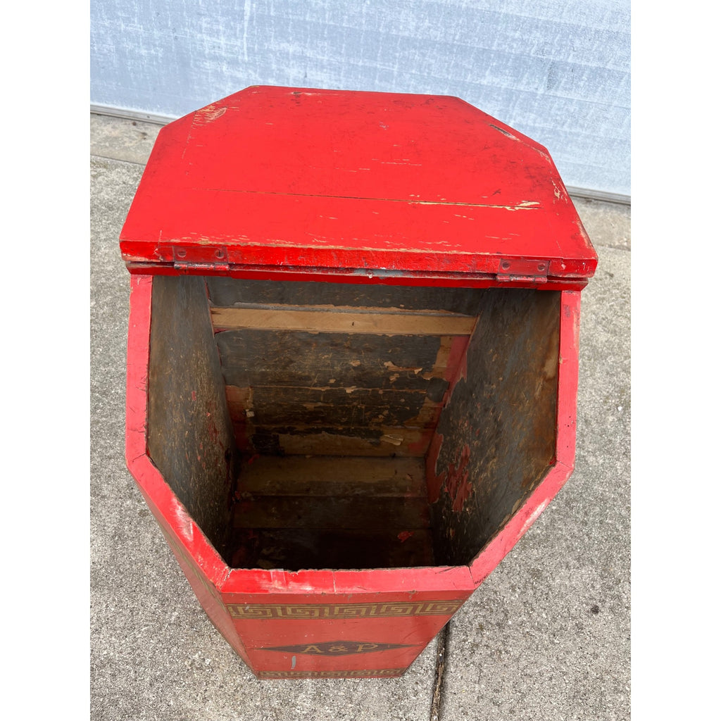 Vintage 1900s A&P Atlantic & Pacific Co. Wooden Coffee Bin General Store Country