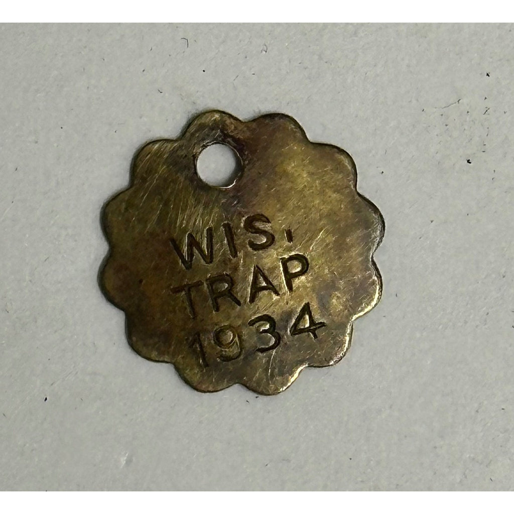 Vintage 1934 Wisconsin Trap Tag Trapping Hunting License