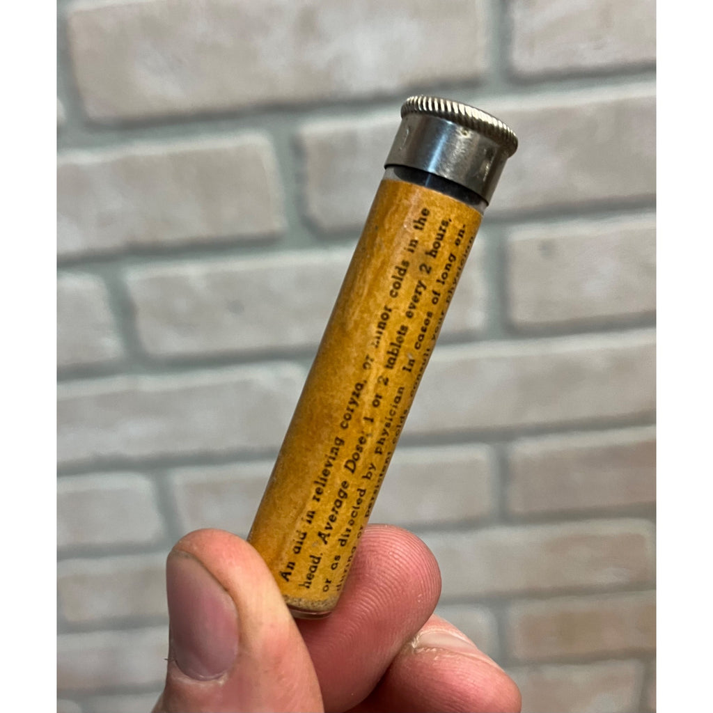 Vintage Rhinitabs Medicine Tube Empty Valentine Laboratories Chicago Chocolate
