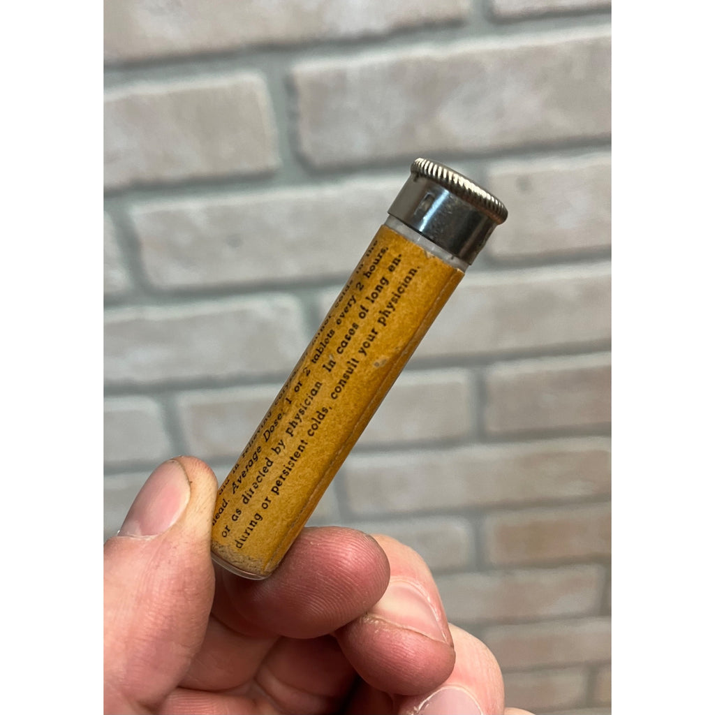 Vintage Rhinitabs Medicine Tube Empty Valentine Laboratories Chicago Chocolate