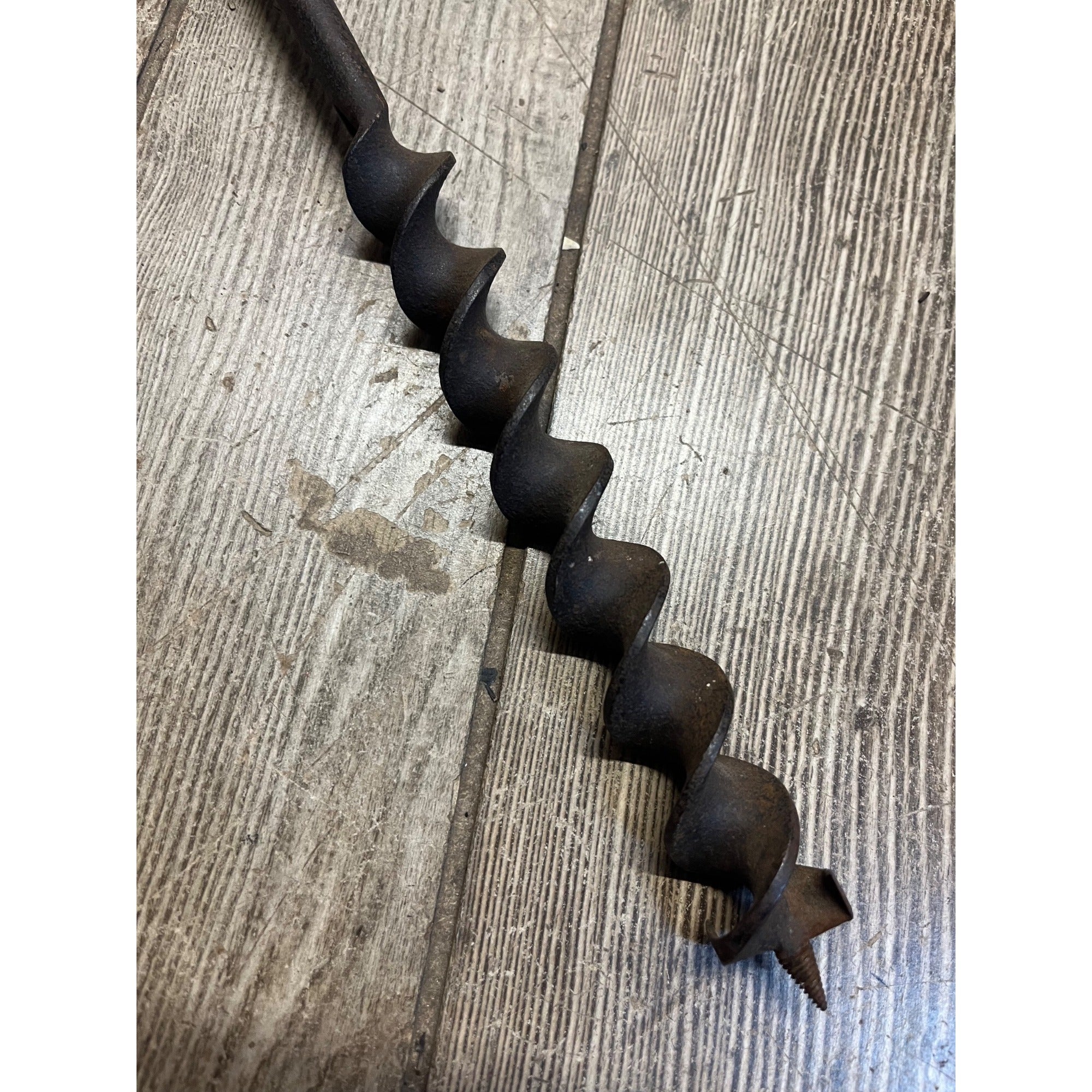 Antique Primitive Early T-Handle Hand  Drill Auger Woodworking Tool 17"