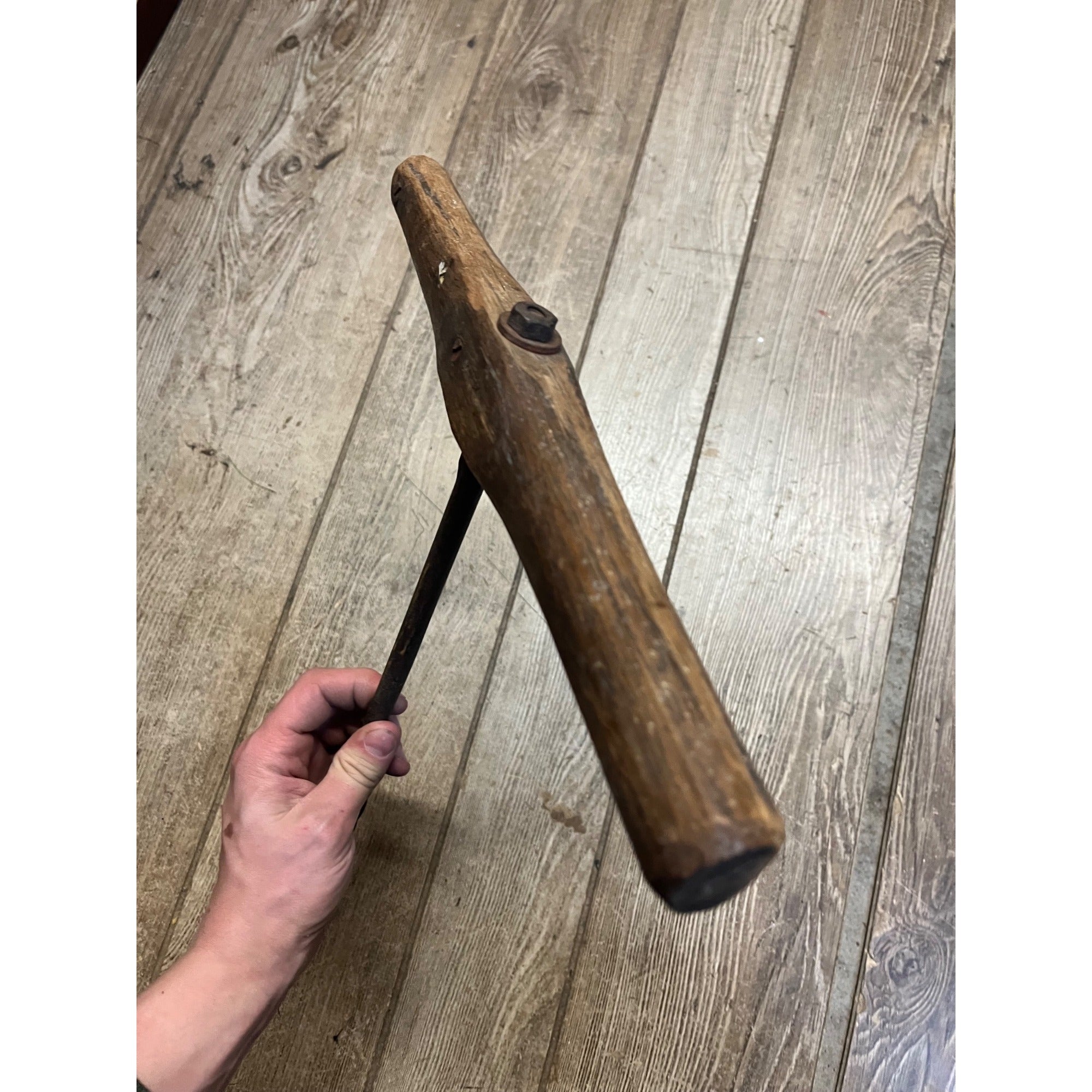 Antique Primitive Early T-Handle Hand  Drill Auger Woodworking Tool 17"