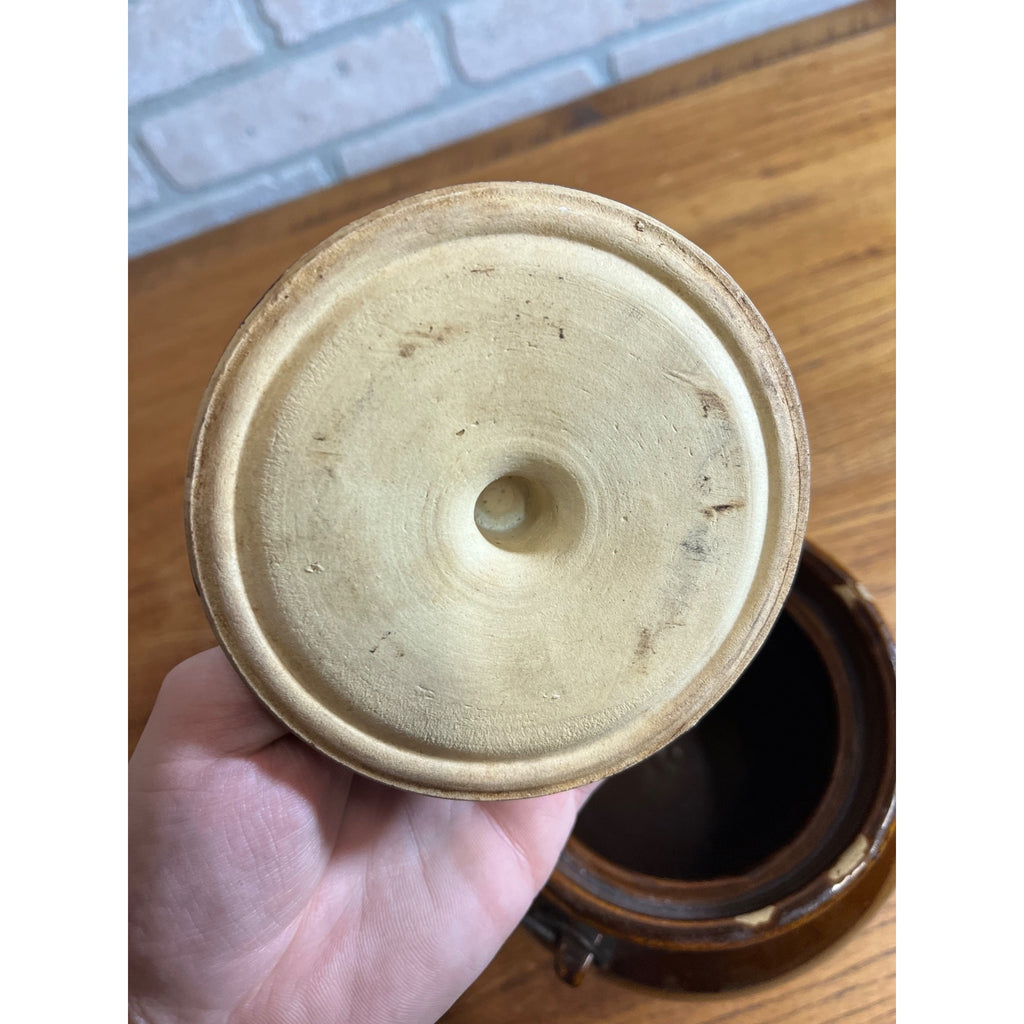 Vintage Red Wing Bean Pot Wire Bail Handle Union Stoneware Co  W/ Lid