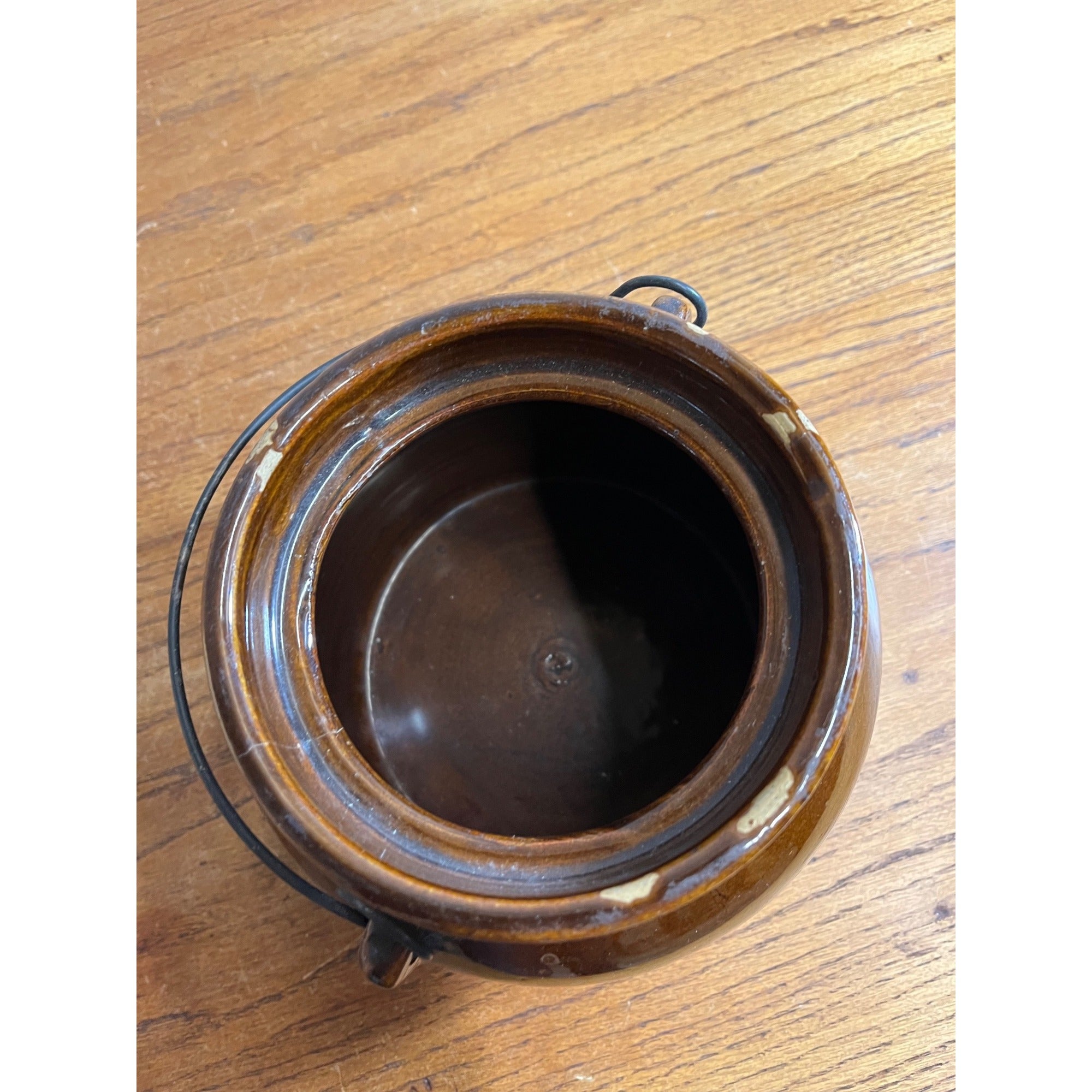 Vintage Red Wing Bean Pot Wire Bail Handle Union Stoneware Co  W/ Lid