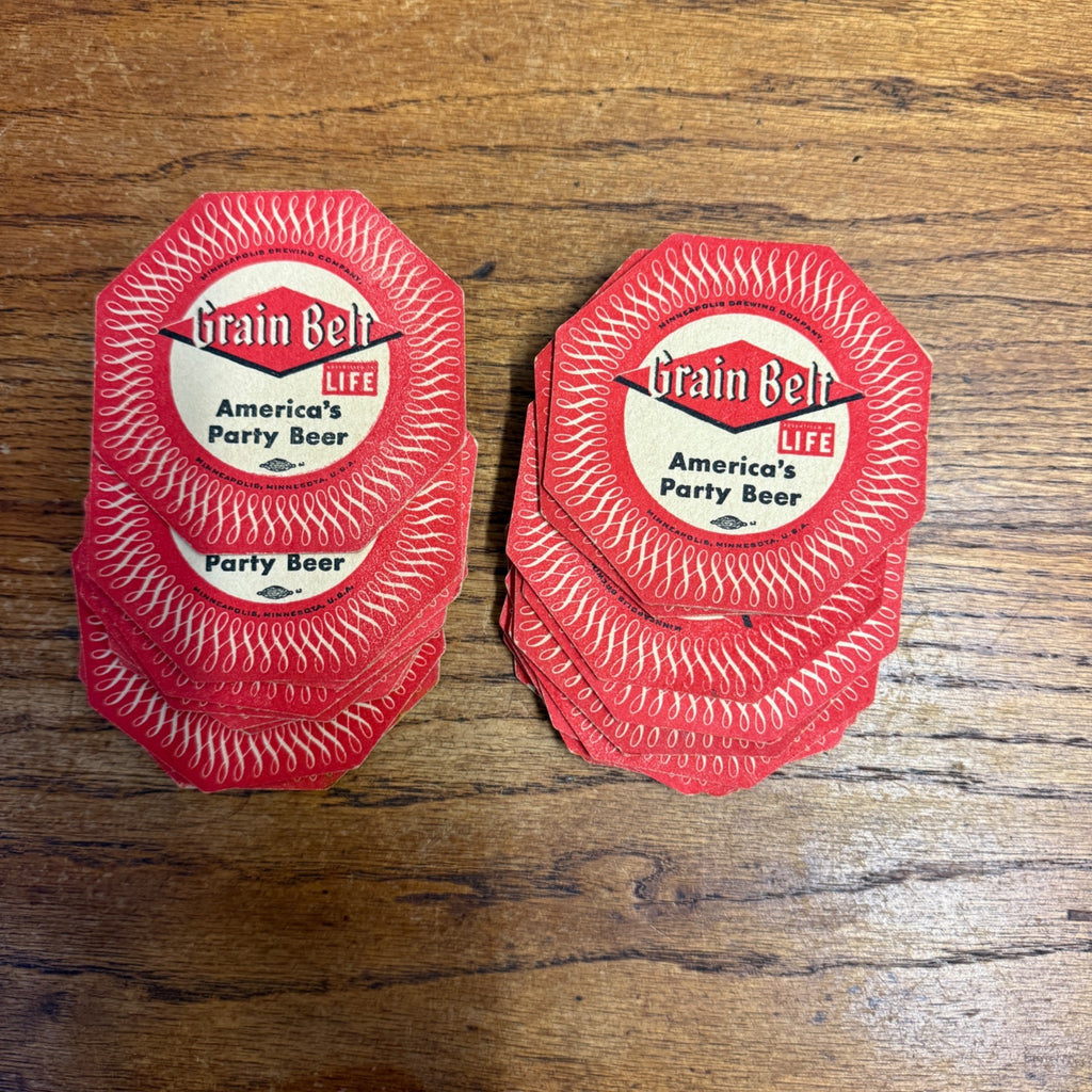 Lot 1950's Grain Belt beer coaster -Minneapolis of Minneapolis, MN "Party Beer"