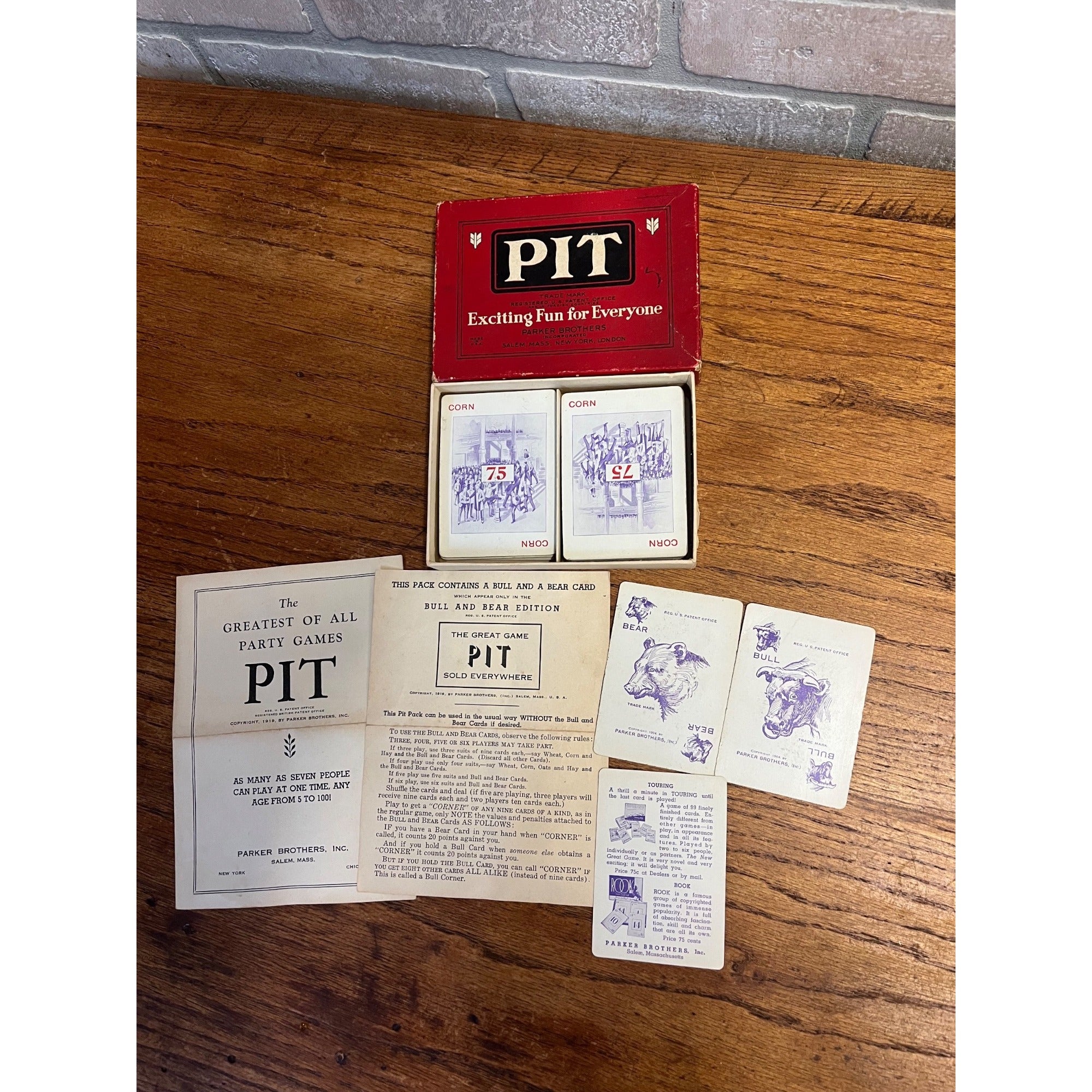 Vintage Pit Card Game Parker Brothers Incorporated USA 1919 Bull and Bear Edition Grain Exchange Complete