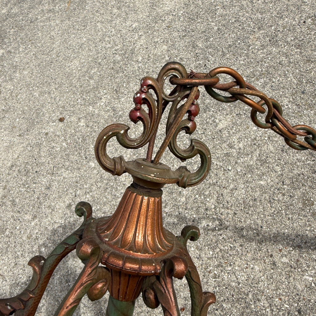 Antique Art Nouveau Victorian Hanging Ceiling Light Fixture Chandelier 5-Bulb