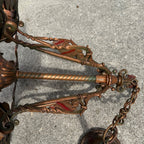 Antique Art Nouveau Victorian Hanging Ceiling Light Fixture Chandelier 5-Bulb