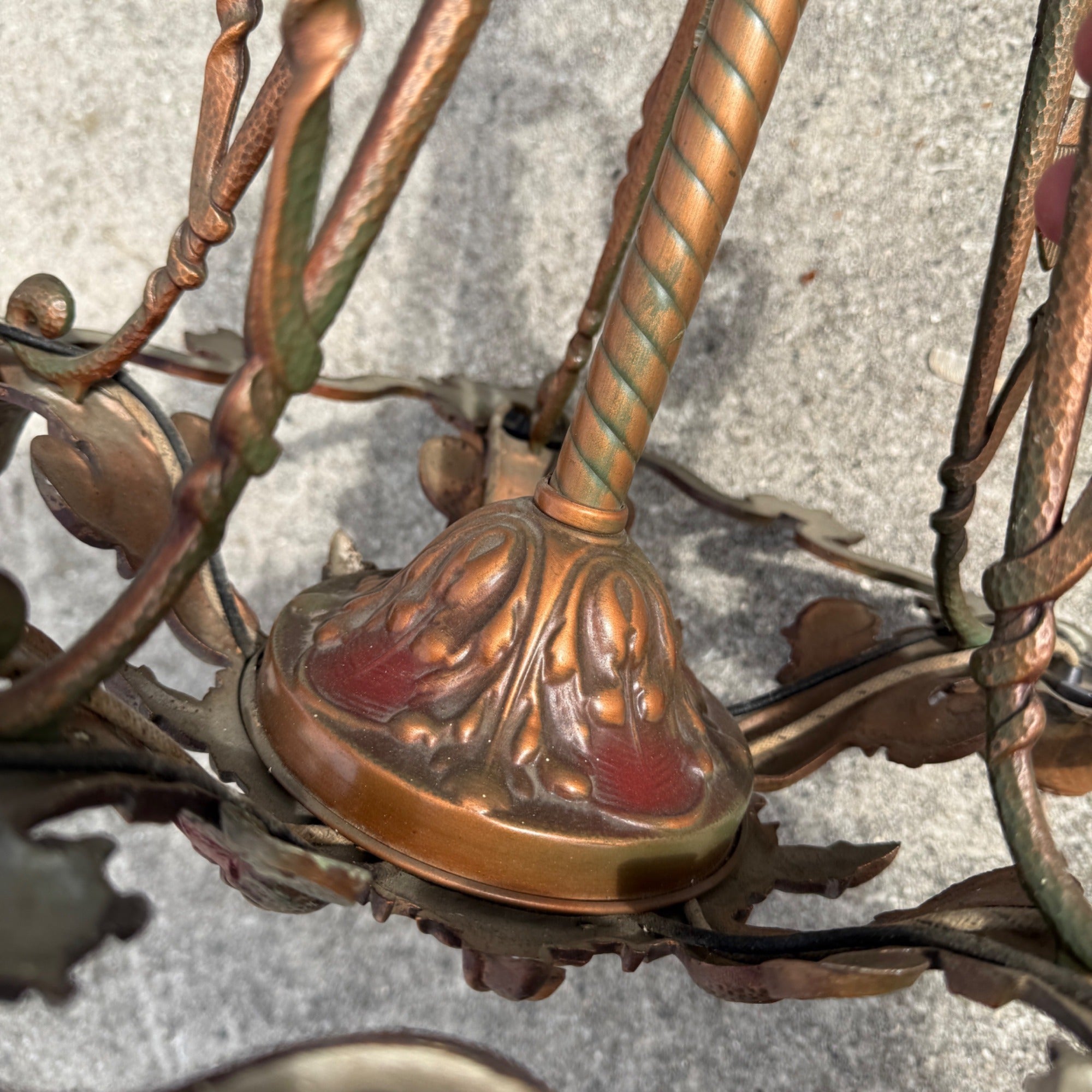 Antique Art Nouveau Victorian Hanging Ceiling Light Fixture Chandelier 5-Bulb