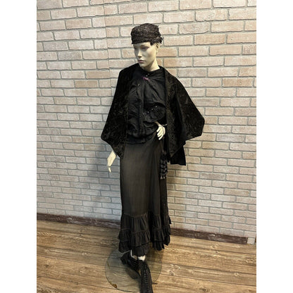 Antique 1800s Victorian Period Era Original Mourning Outfit Skirt Blouse Shawl +