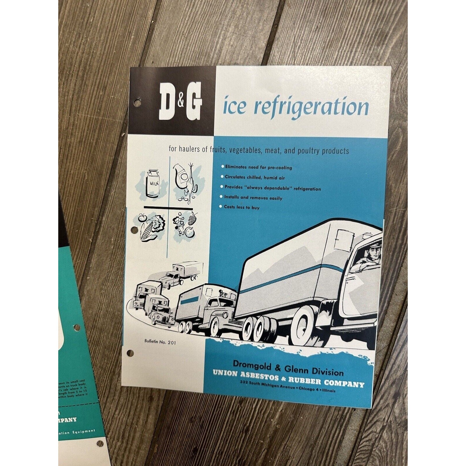 Vintage 1950s Dromgold & Glenn D&G Coldmobile Refrigeration Trucks Advertising