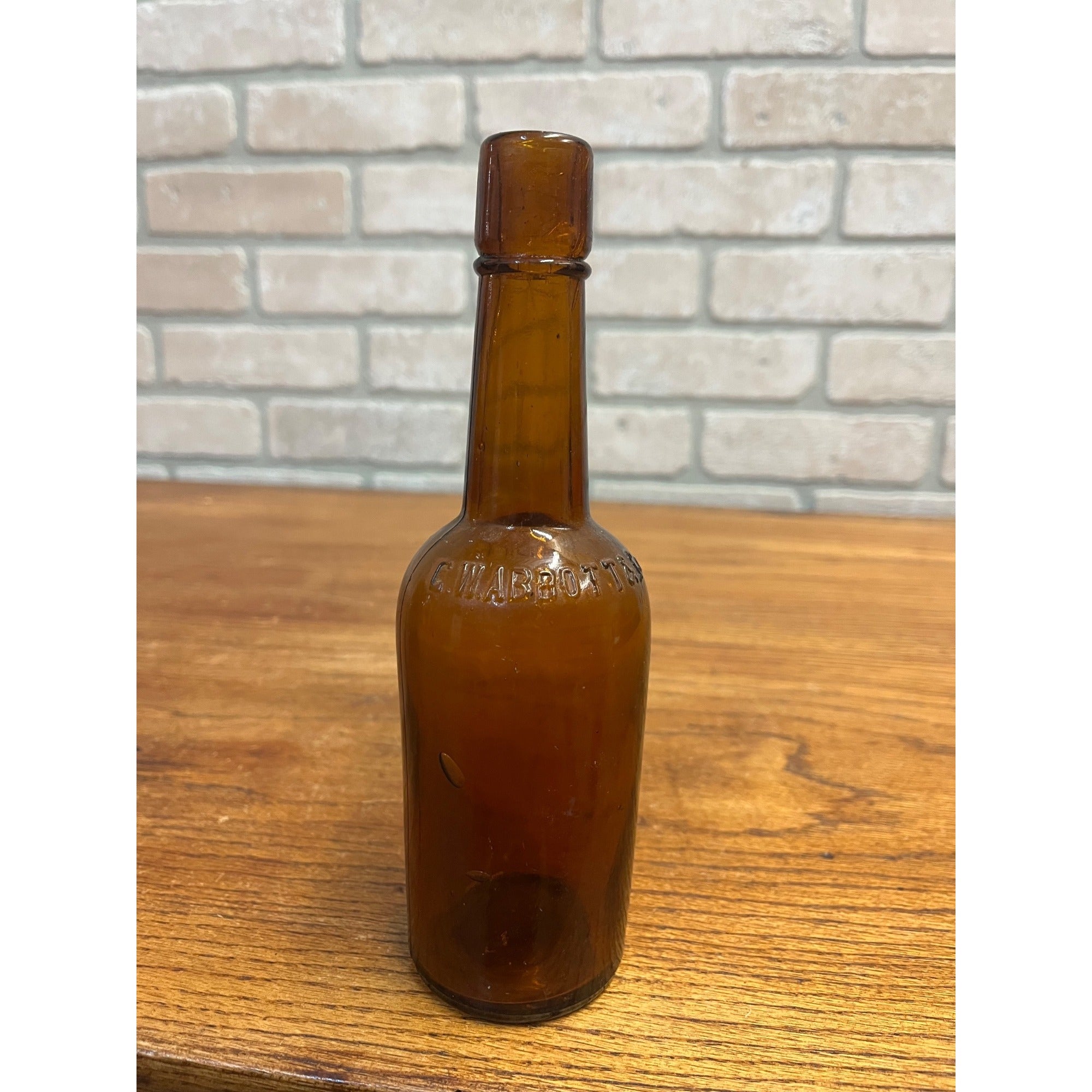 Antique Early Blown C W Abbott & Co Bitters Bottle Baltimore MD Amber 1890s