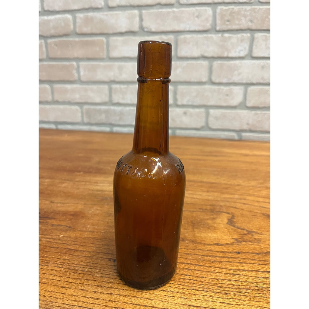 Antique Early Blown C W Abbott & Co Bitters Bottle Baltimore MD Amber 1890s
