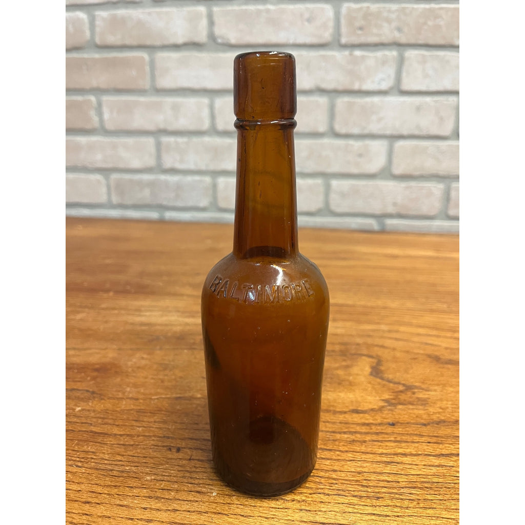 Antique Early Blown C W Abbott & Co Bitters Bottle Baltimore MD Amber 1890s