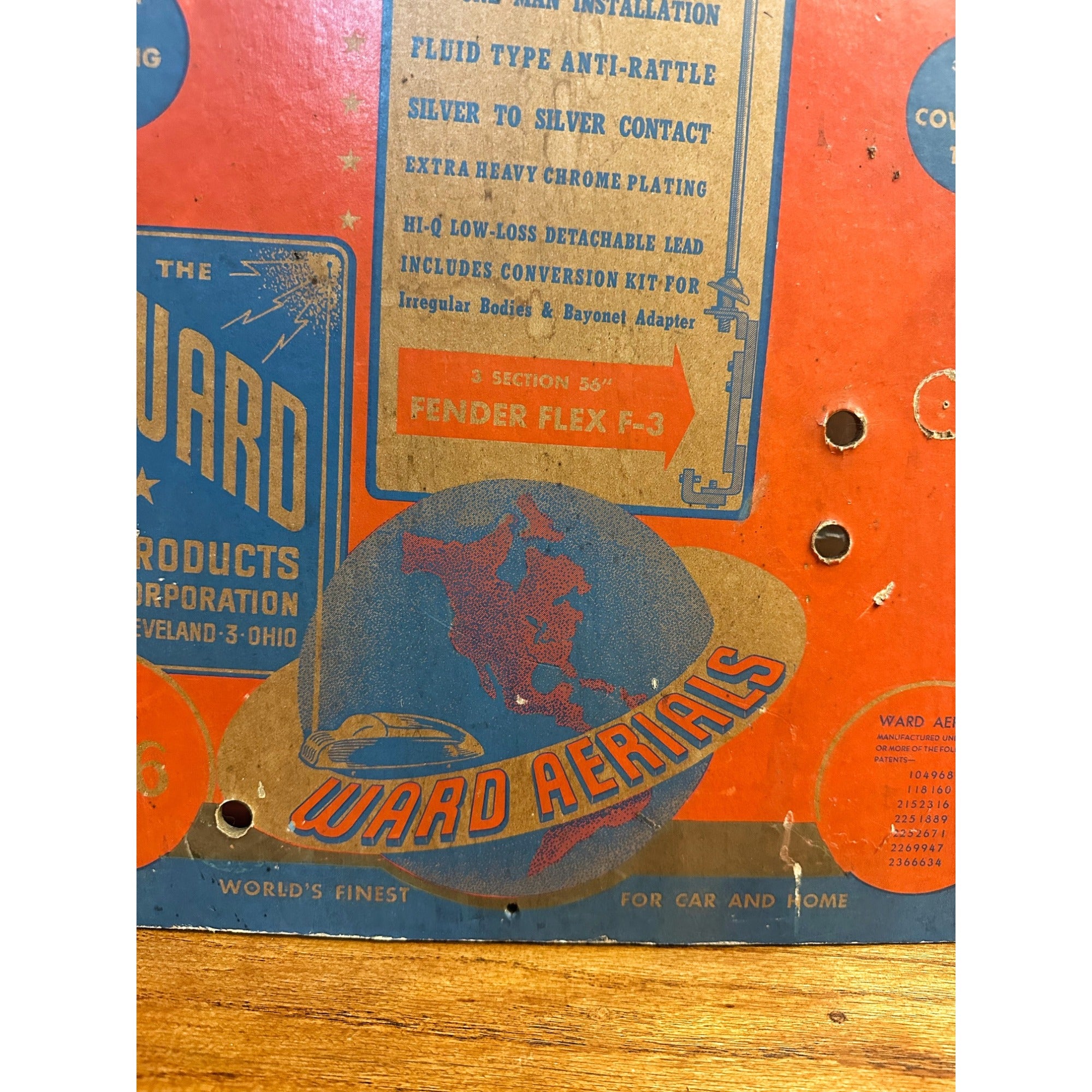 Vintage 1946 WWII Ward Aerials Antenna Homefront Advertising Sign Store Display