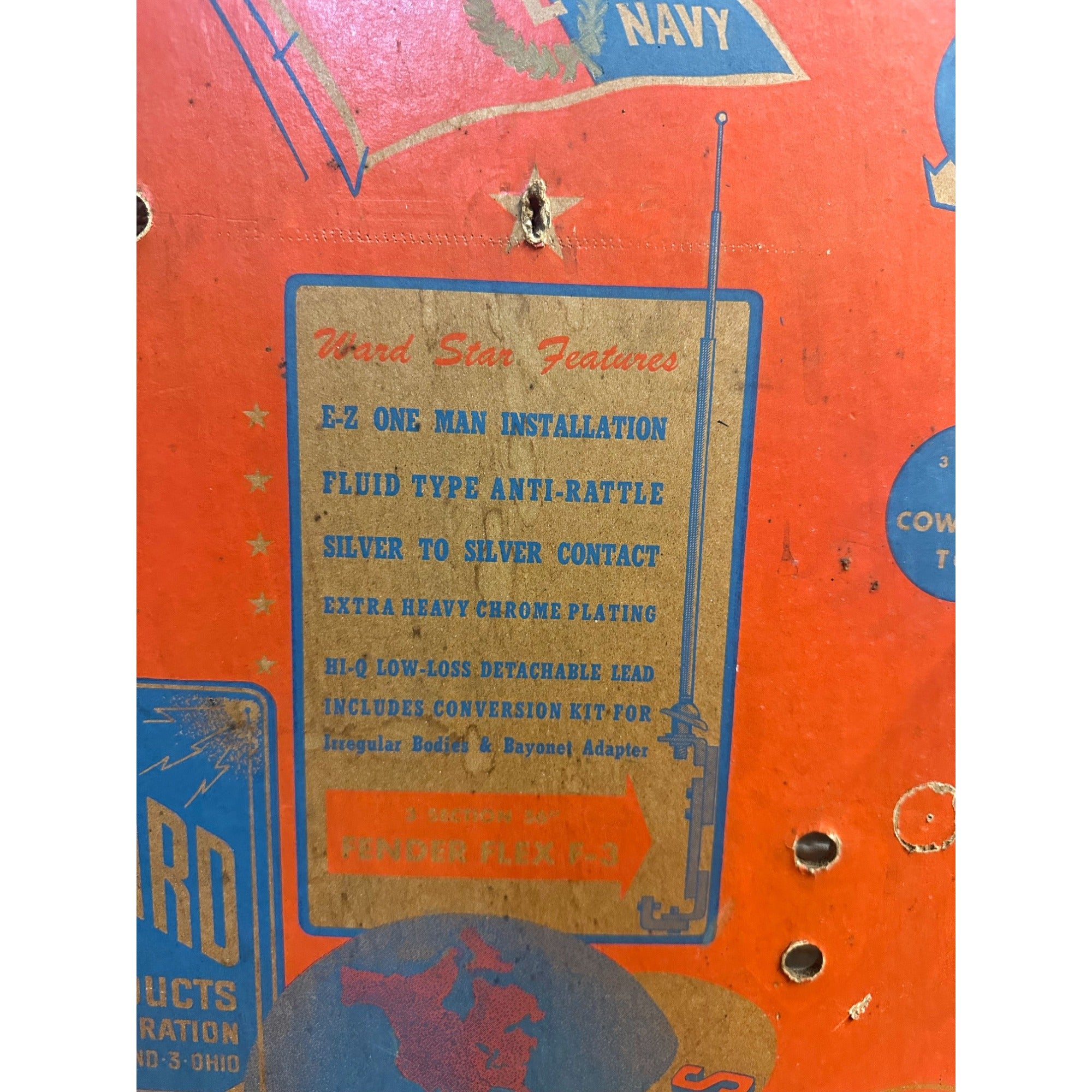 Vintage 1946 WWII Ward Aerials Antenna Homefront Advertising Sign Store Display