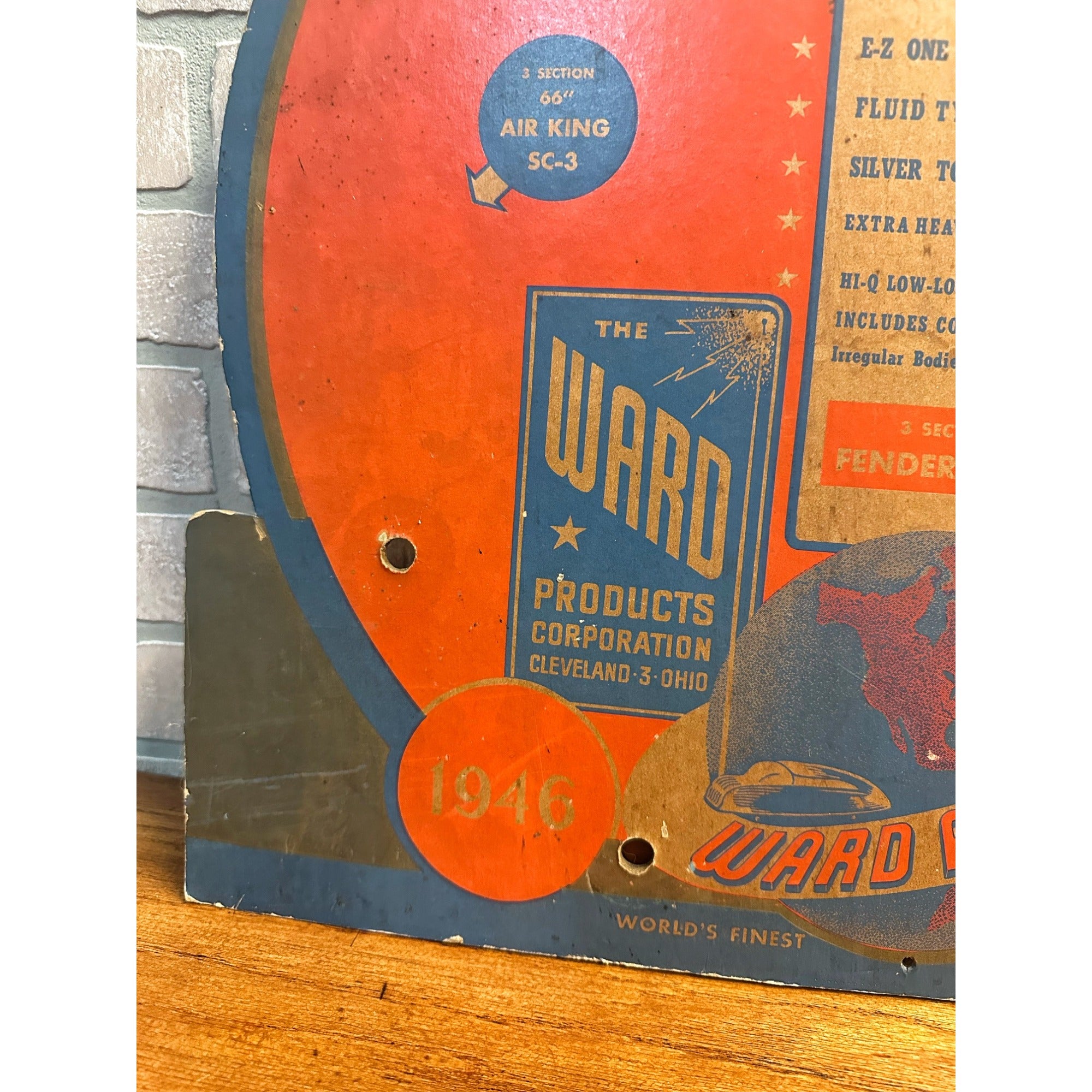 Vintage 1946 WWII Ward Aerials Antenna Homefront Advertising Sign Store Display