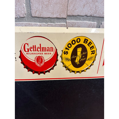 Vintage Gettelman $1000 Beer Advertising Sign Tin Chalkboard Menu Board
