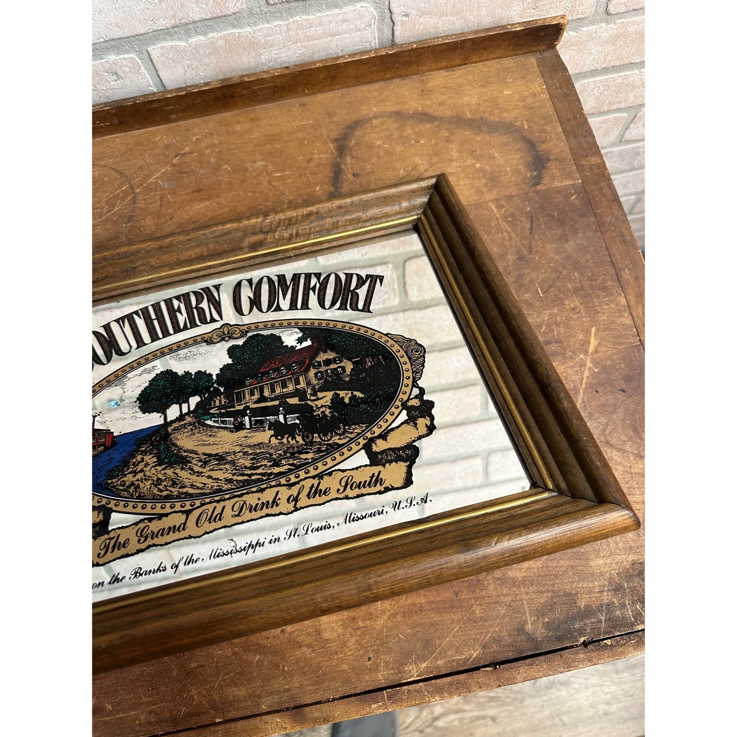 Vintage Southern Comfort Whiskey Bar Pub Wall Advertising Mirror Sign 14.5x11.5