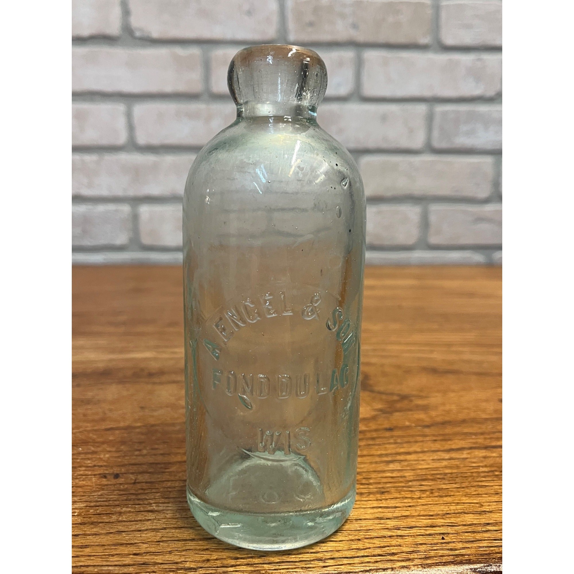 Antique A Engel & Son Fond du Lac Wis Embossed Soda Bottle Wisconsin