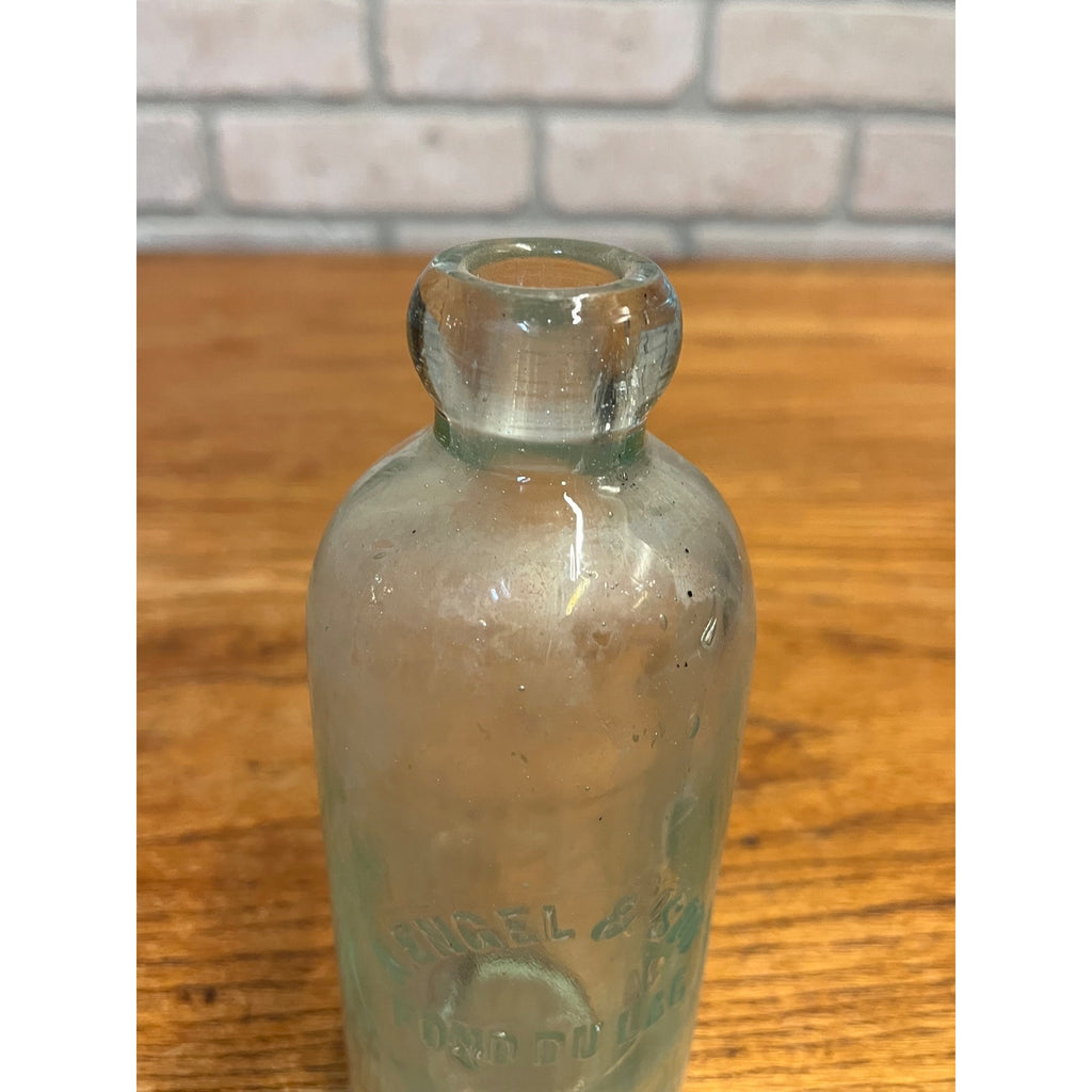 Antique A Engel & Son Fond du Lac Wis Embossed Soda Bottle Wisconsin