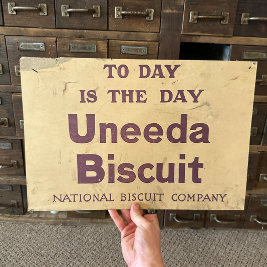 Vintage Uneeda Biscuit Advertising Cardboard Sign General Store Soda Cracker