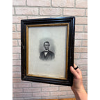 Antique Engraving Abraham Lincoln by M. Brady Photo C. Buttre Engraved Framed 1800s