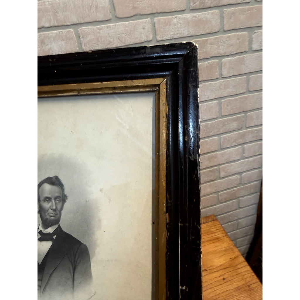 Antique Engraving Abraham Lincoln by M. Brady Photo C. Buttre Engraved Framed 1800s