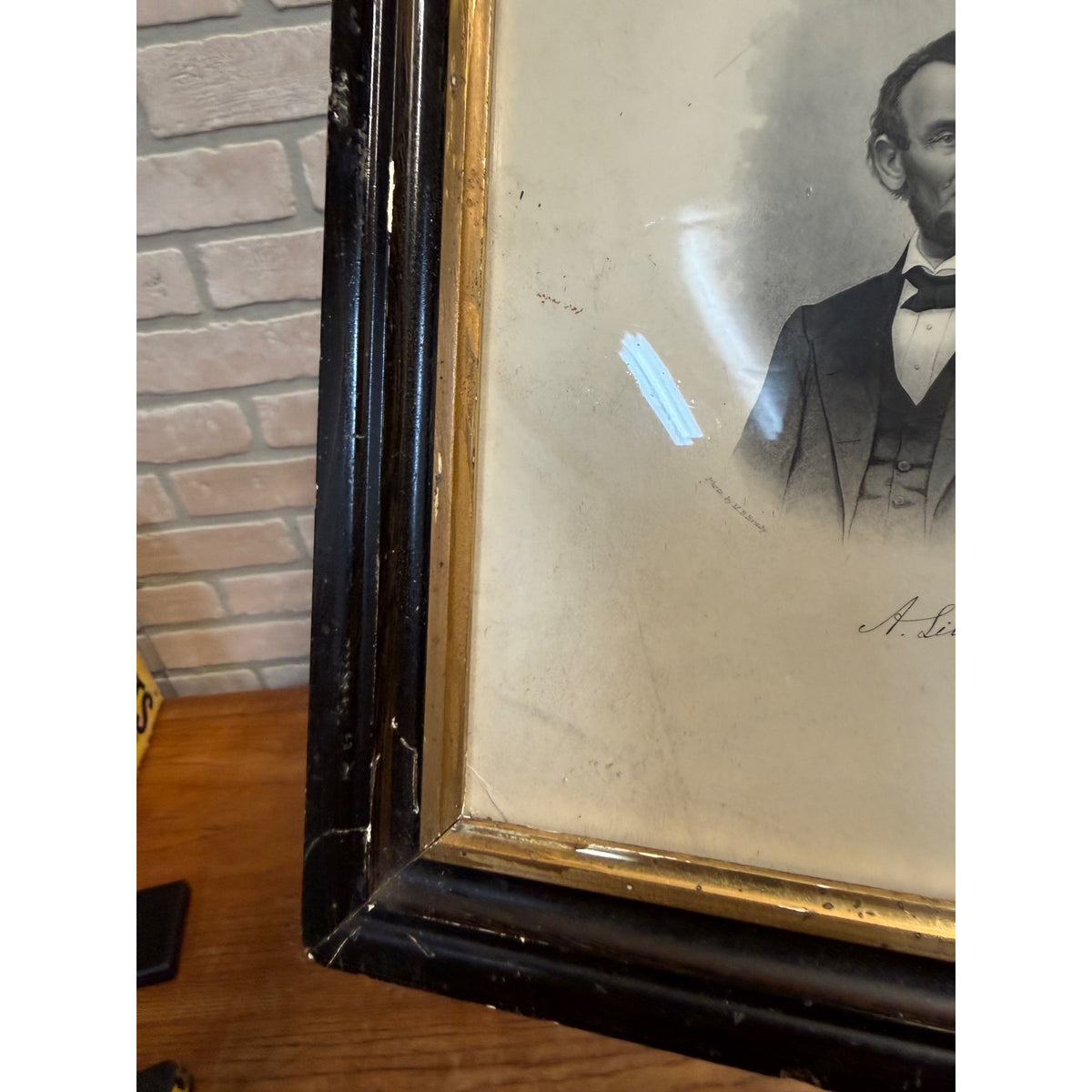 Antique Engraving Abraham Lincoln by M. Brady Photo C. Buttre Engraved Framed 1800s