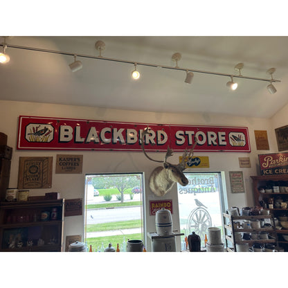 Antique Blackbird Store 16ft Porcelain Advertising Sign Nebraska  HUGE LARGE