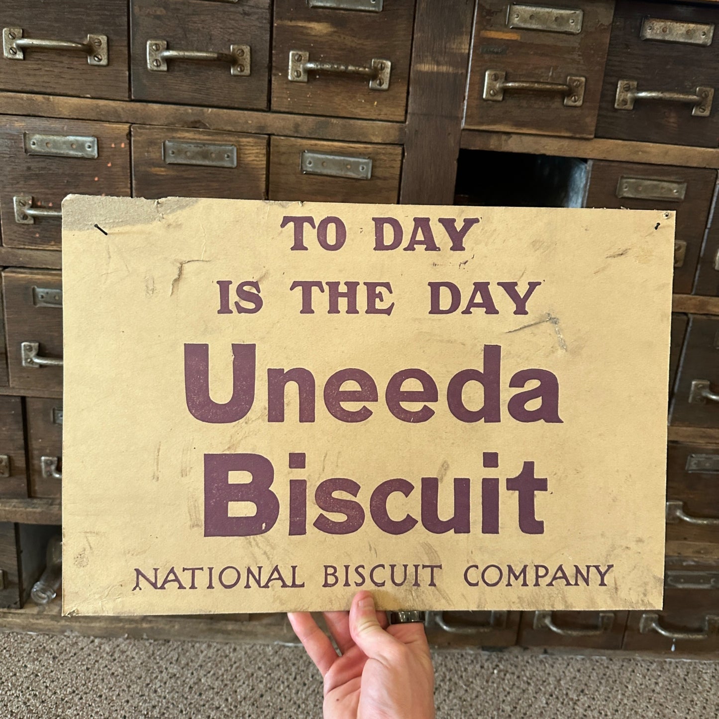 Vintage Uneeda Biscuit Advertising Cardboard Sign General Store Soda Cracker