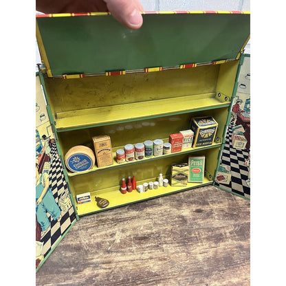 Vintage 1930s Wolverine Tin Litho General Store Grocery Child's Playset Toy