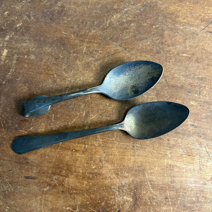 Original WWI / WWII USN Marked United States Navy Silver Plate Spoons Lot (2)