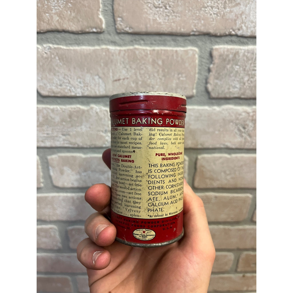 Vintage 1920s Calumet Baking Powder Indian Chief Advertising Tin Can Country Store