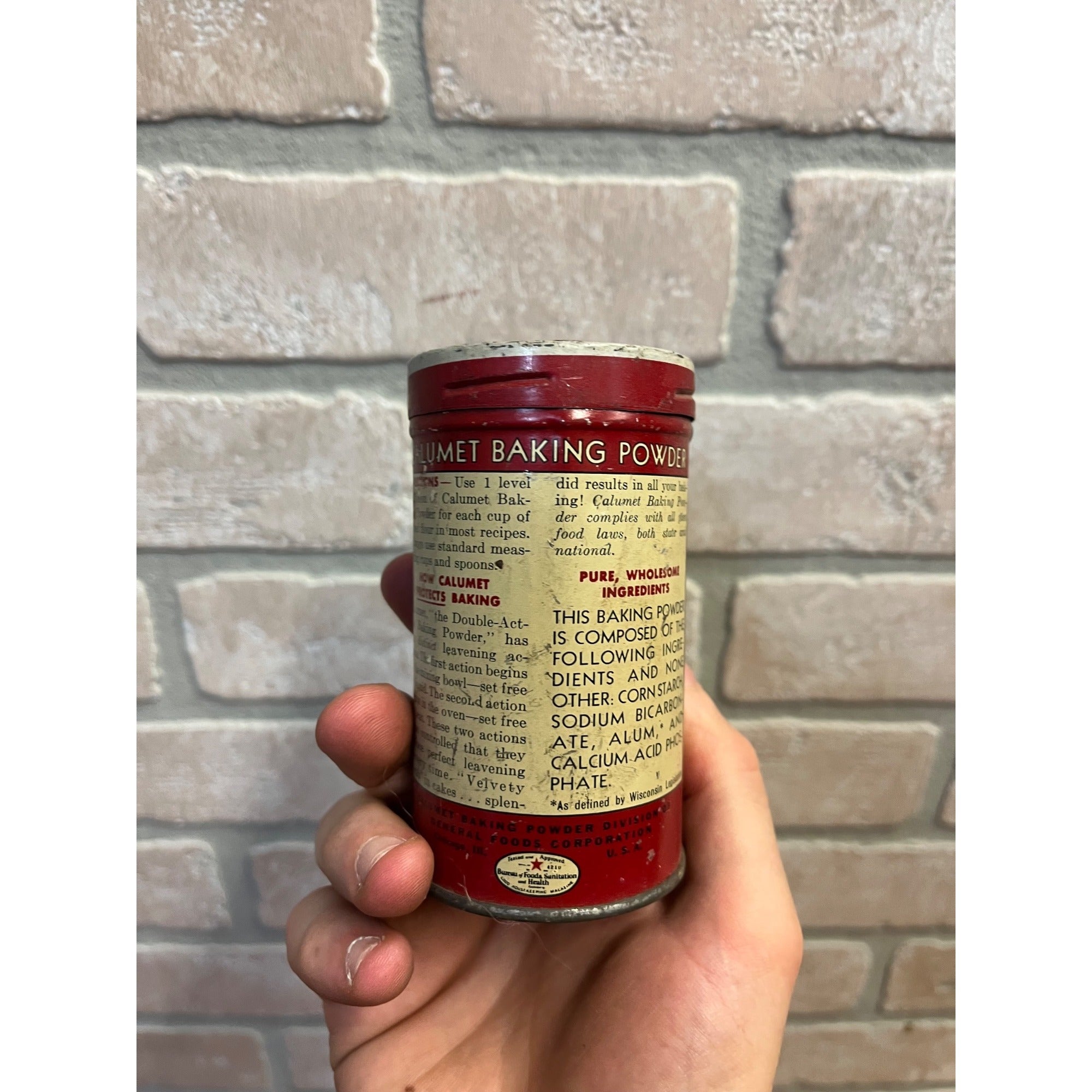 Vintage 1920s Calumet Baking Powder Indian Chief Advertising Tin Can Country Store