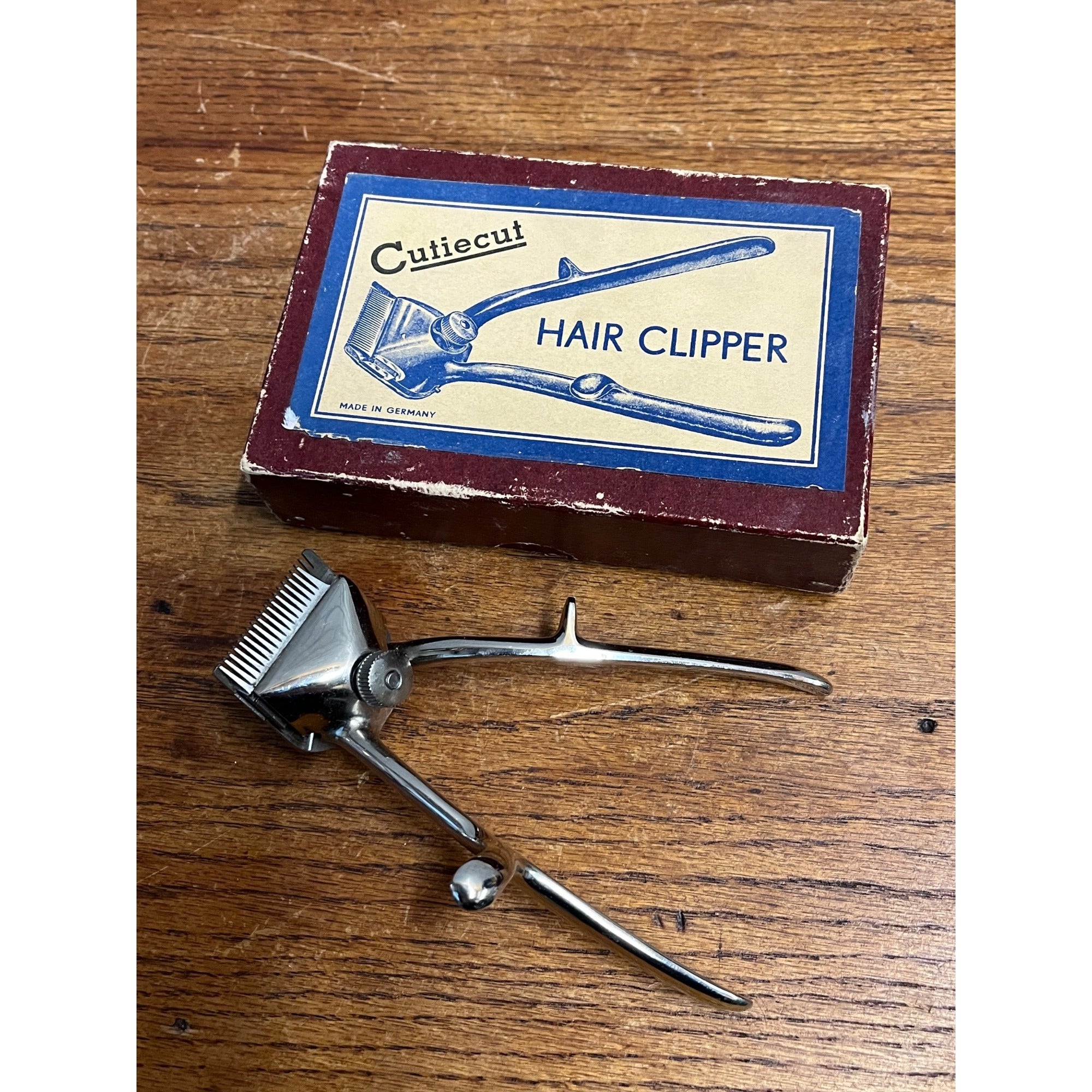 Vintage 1930s Cutiecut Hair Clipper Barber Hand Held w/ Original Box - Germany