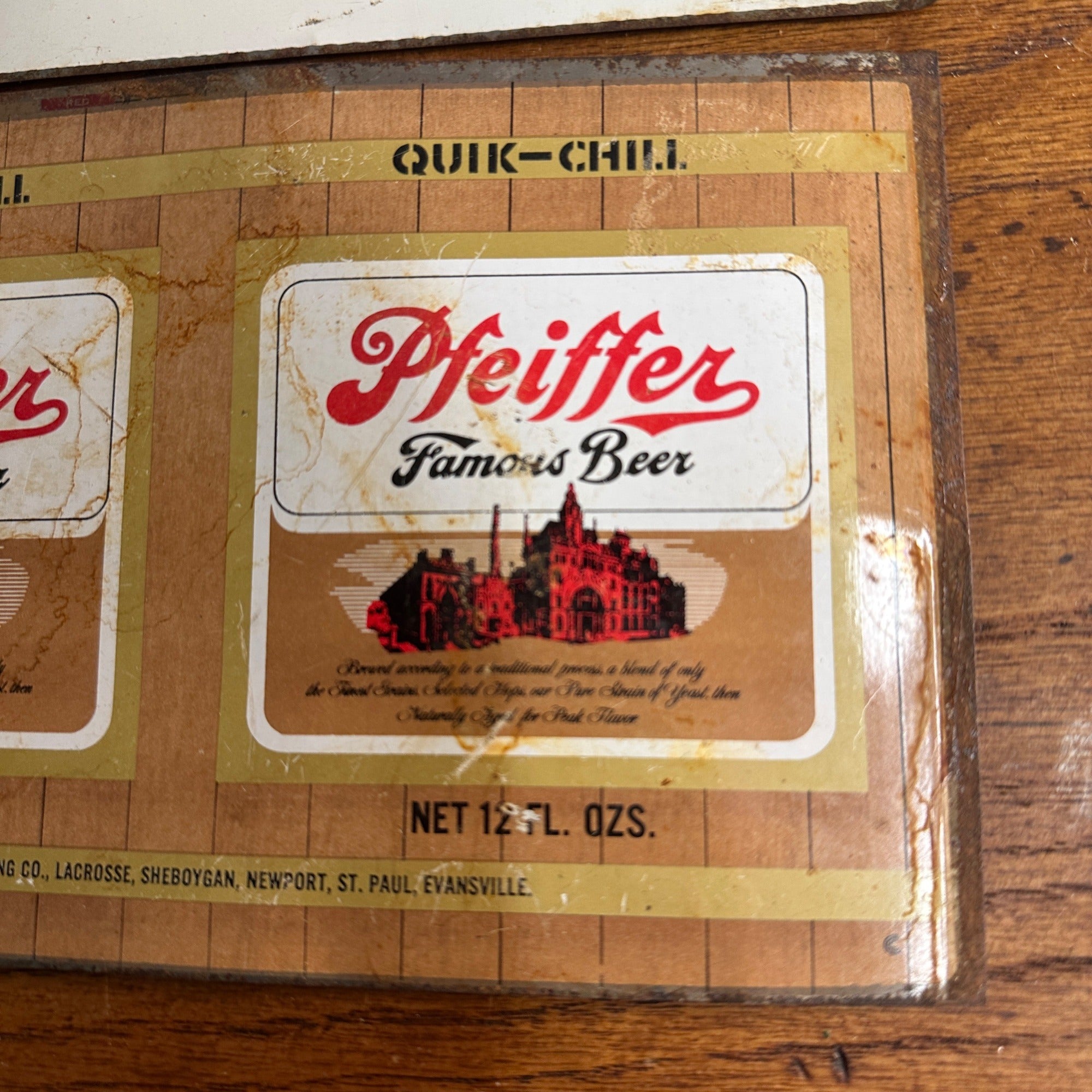 (2) G Heileman Flattened Uncut Can Sheets Pfeiffer Beer Heidel Brau