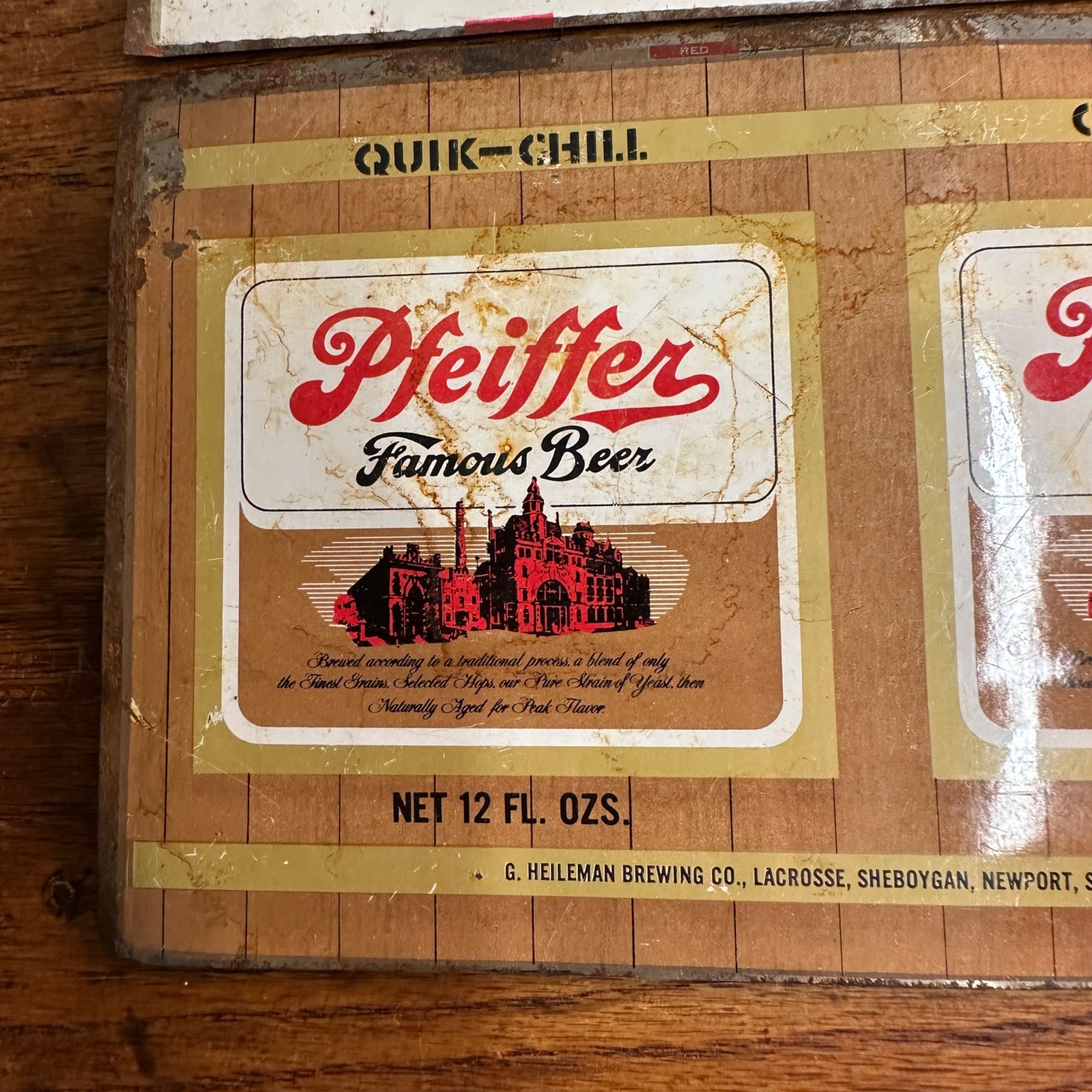 (2) G Heileman Flattened Uncut Can Sheets Pfeiffer Beer Heidel Brau