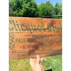 Vintage Clicquot Club Ginger Ale Soda Advertising Wood Crate Panel Sign