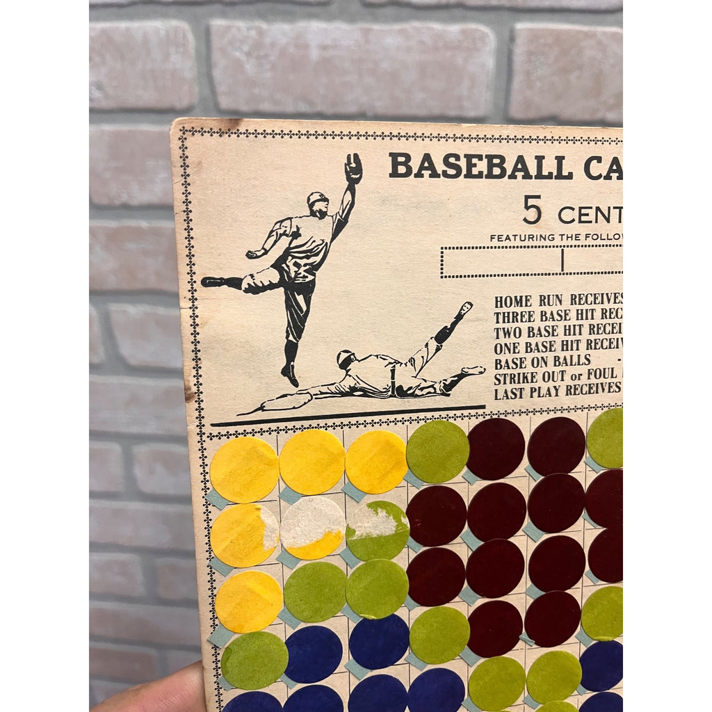 Baseball Candy Bar Game Board 5 Cents A Bat E. P. Fargusson Novelty Sales Co.