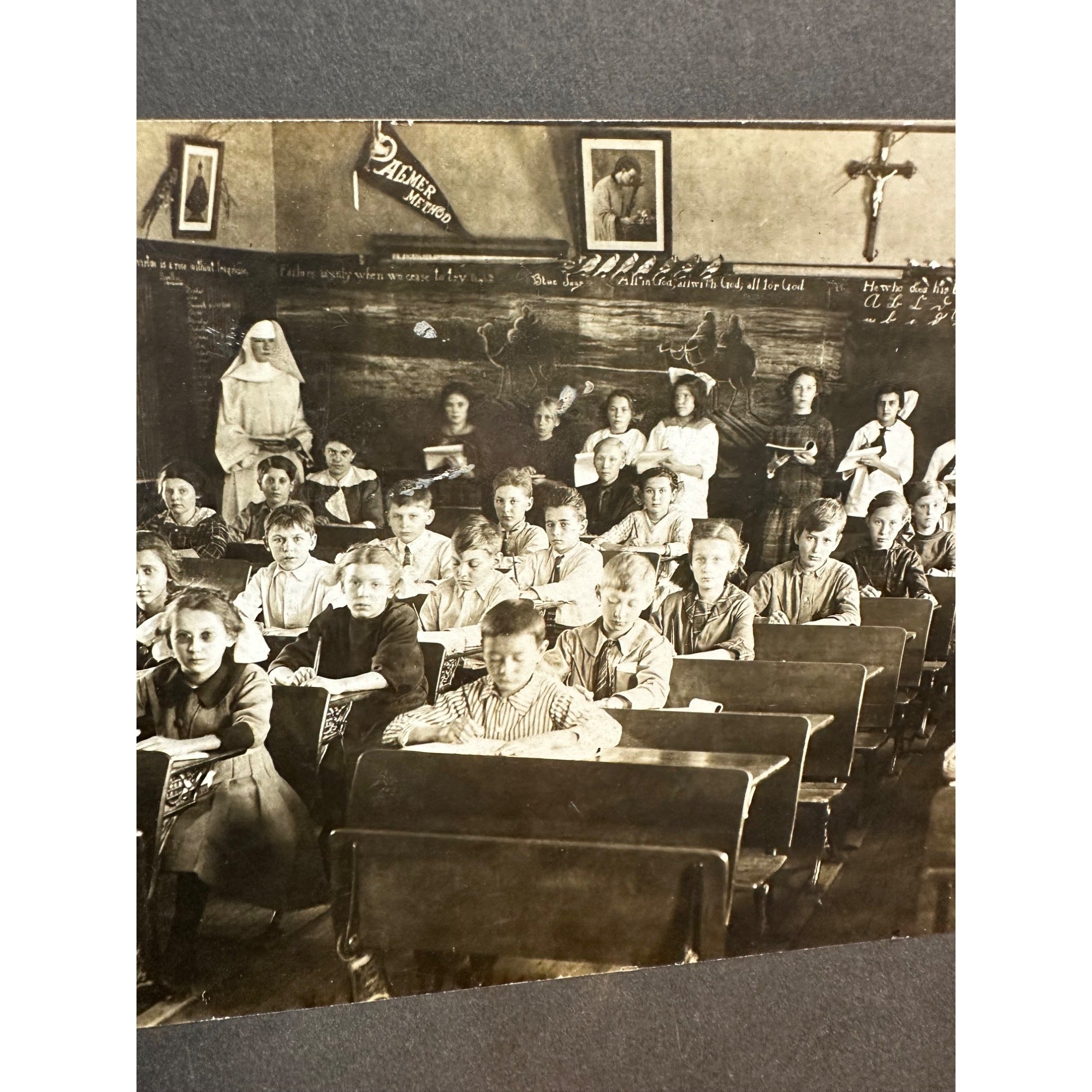 Vintage Early 1900s Cabinet Photo One-Room School House Classroom Sauk City Wis