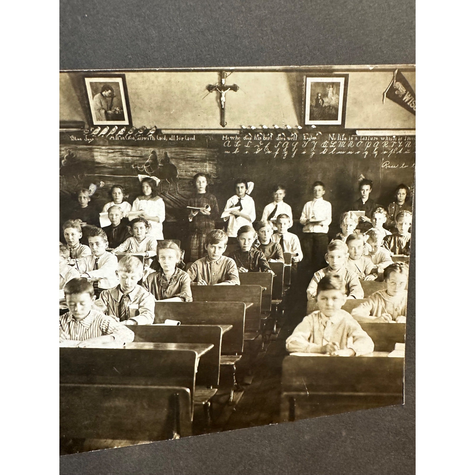 Vintage Early 1900s Cabinet Photo One-Room School House Classroom Sauk City Wis