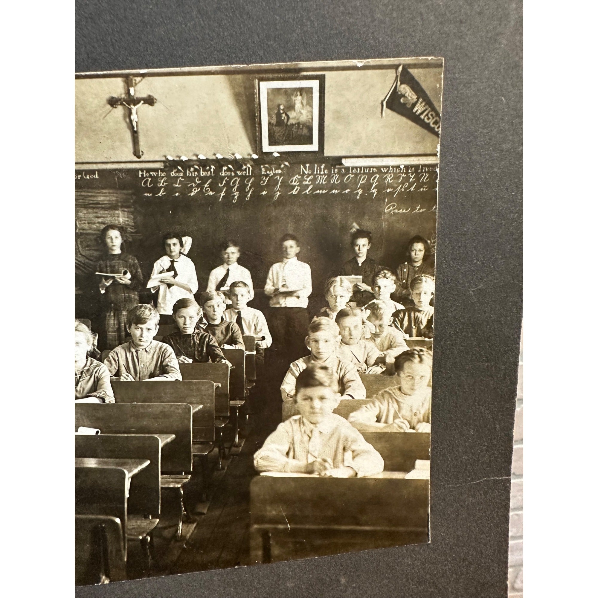 Vintage Early 1900s Cabinet Photo One-Room School House Classroom Sauk City Wis